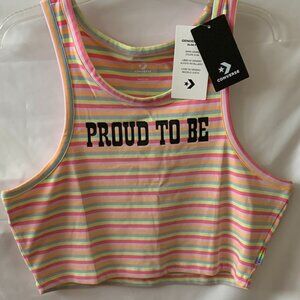 CONVERSE Proud to Be Striped Cropped Tank Sz LARGE